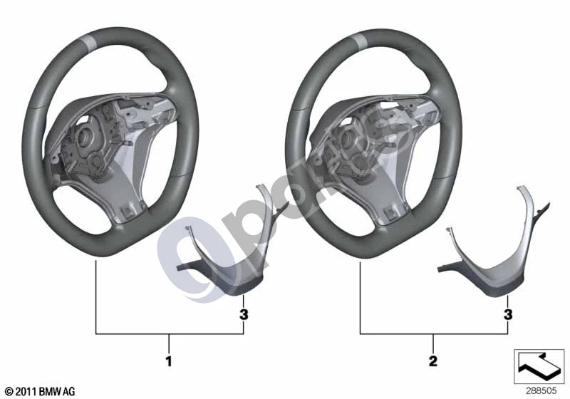 BMW 1 F20 F21 (2011–2019) M Performance vairas be ekrano schema – pozicija 02: Vairas