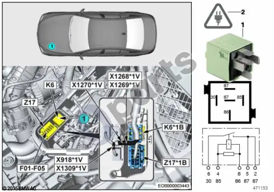 BMW 1 F20 F21 relė, variklis DDE K6 – schema
