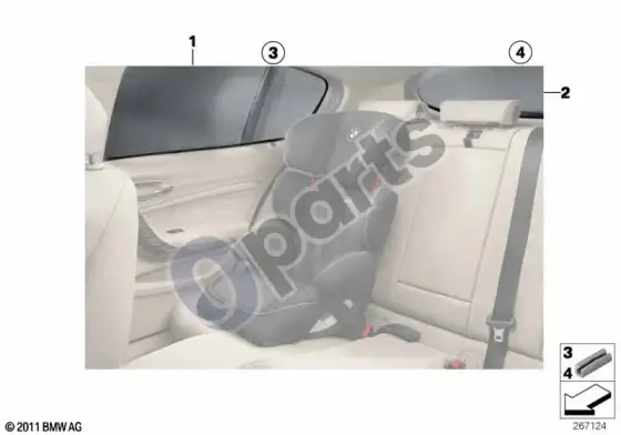 BMW 1 F20 F21 saulės užuolaida – schema