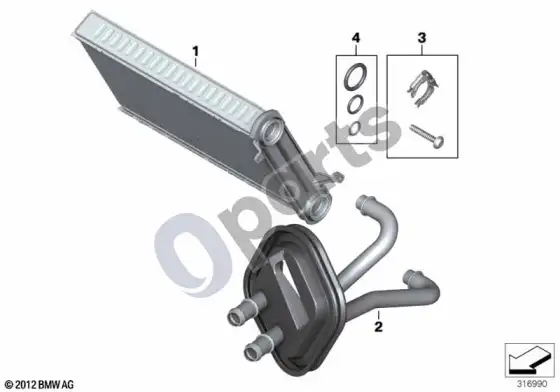 BMW 1 F20 F21 šildytuvo radiatorius – schema