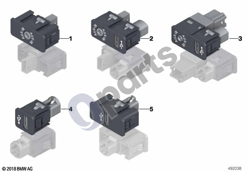 BMW 1 F20 F21 (2011–2019) USB lizdas schema – pozicija 04: USB prievadas