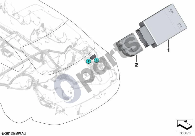 BMW 1 F20 F21 (2011–2019) Valdymo blokas, priekabos modulis; ... - 2014.03 schema – pozicija 02: Dengiamasis dangtelis