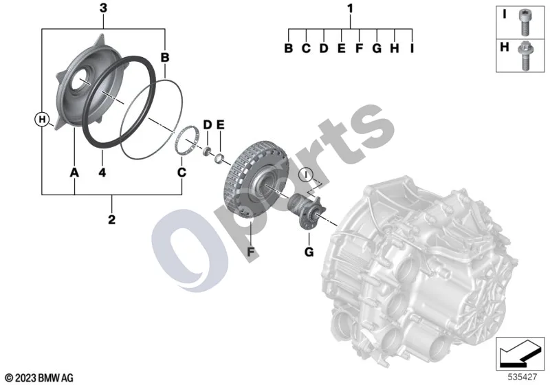 BMW 1 F40 (2019–2023) Dviguba sankaba 7DCT300 schema – pozicija 02: Sankabos dangtis