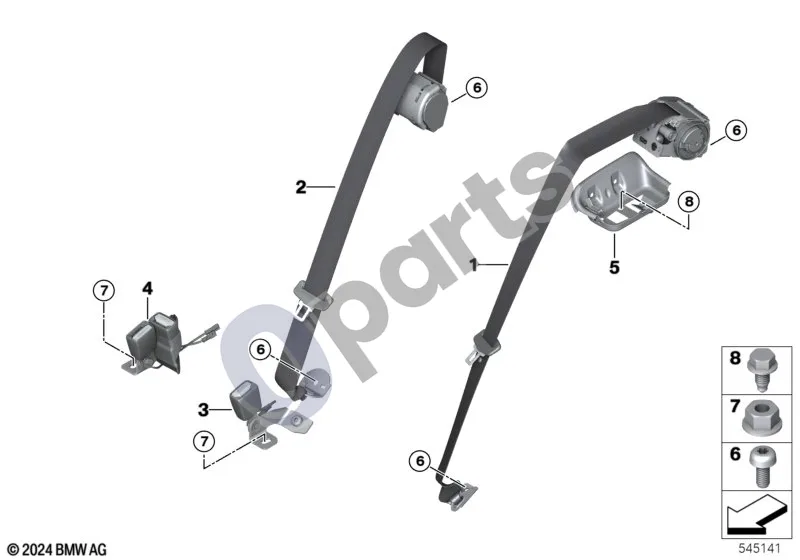 BMW 1 F70 (2024–) Galinis saugos diržas schema – pozicija 07: Veržlė