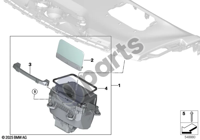 BMW 2 Active Tourer U06 (2021–) Projekcinis ekranas schema – pozicija 01: Projekcinis ekranas