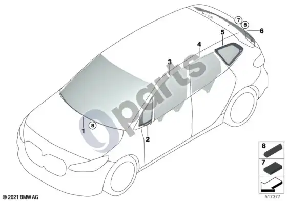 BMW 2 Active Tourer U06 stiklai – schema
