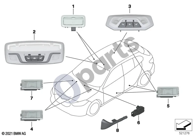 BMW 2 F44 (2019–2024) Salono apšvietimas schema – pozicija 06: LED modulis