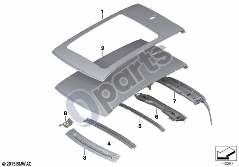 BMW 2 F46 (2015–) Stogas schema – pozicija 02: Stogas