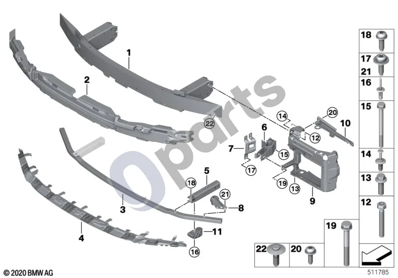 BMW 2 G42 (2021–) Atrama, priekinė schema – pozicija 06: Adapteris, kairysis