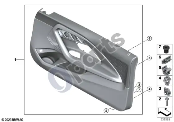 BMW 2 G42 durų apmušalas – schema