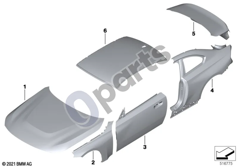 BMW 2 G42 (2021–) Išorinė plokštė schema – pozicija 06: Stogo skydas
