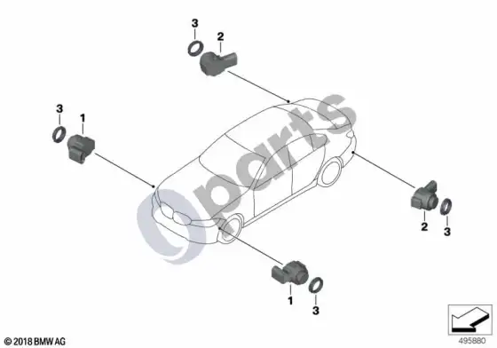 BMW 2 G42 parkavimo asistentas – schema