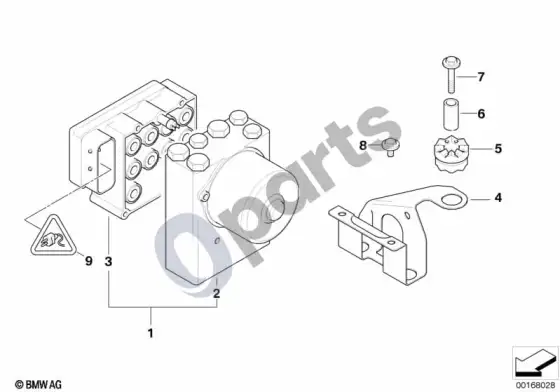 BMW 3 E36 ABS hidroblokas/valdymo blokas/laikiklis – schema
