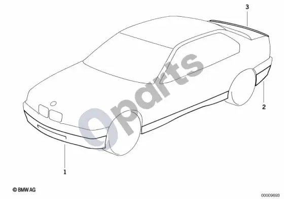 BMW 3 E36 aerodinaminis paketas – schema