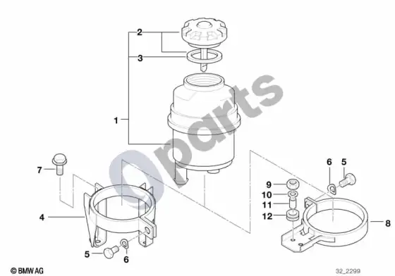 BMW 3 E36 alyvos laikiklis / atskiros dalys – schema