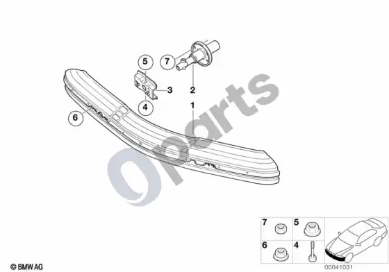 BMW 3 E36 atrama, priekinė – schema