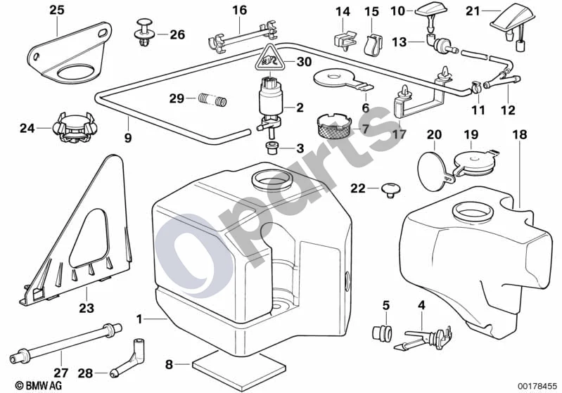 BMW 3 E36 (1991–2000) Atskiros dalys priekinio stiklo valymo sistemai schema – pozicija 14: Kabelio laikiklis