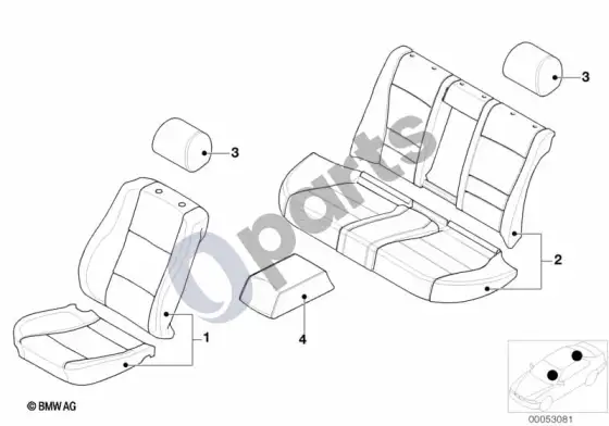 BMW 3 E36 avikailio sėdynės užvalkalas – schema
