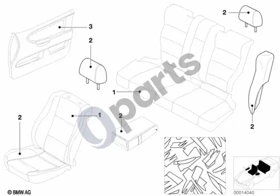 BMW 3 E36 boa-boa individuali audinio medžiaga metrais – schema
