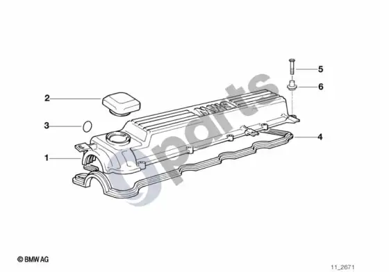 BMW 3 E36 cilindrų galvutės dangtis; 1996.01 - ... – schema