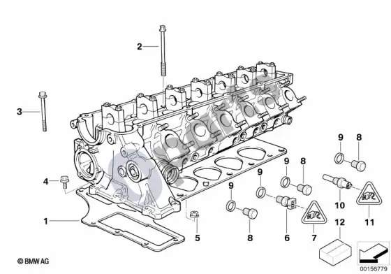 BMW 3 E36 cilindrų galvutės pritvirtinamos dalys; 1996.01 - ... – schema