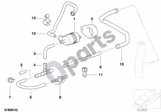 BMW 3 E36 degalų bako vėdinimo vožtuvas/oro išleidimo vožtuvas; 1996.09 - ... – schema