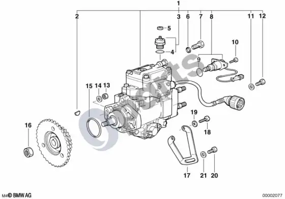 BMW 3 E36 dyzelinio variklio įpurškimo siurblys – schema