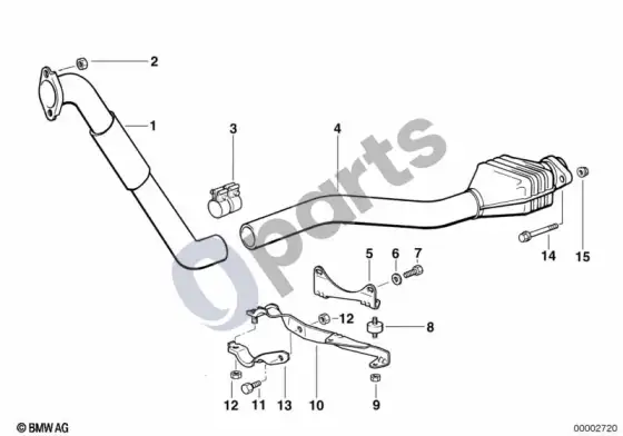 BMW 3 E36 dyzelinio variklio katalizatorius – schema