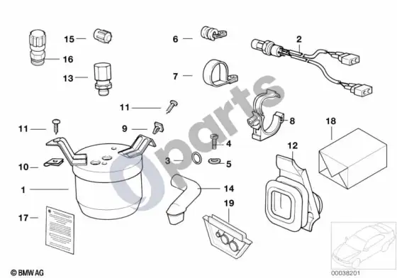 BMW 3 E36 džiovintuvo talpa/smulkios detalės – schema