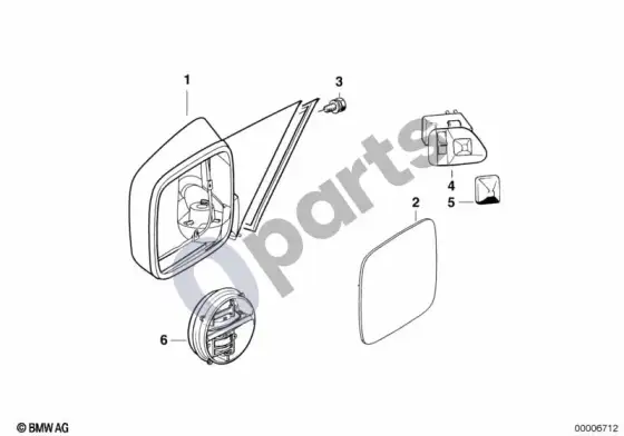 BMW 3 E36 išorinis veidrodis (E36 316G) – schema