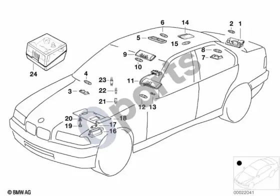 BMW 3 E36 įvairios lemputės (E36 316G) – schema