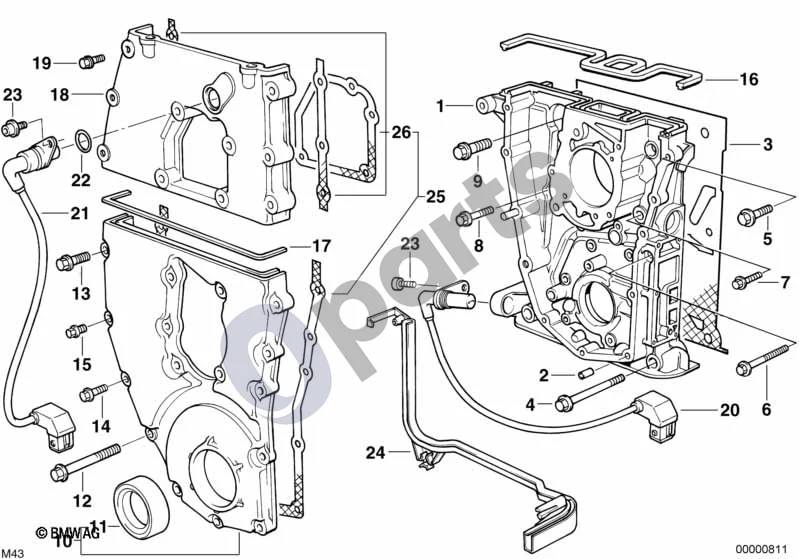BMW 3 E36 (1991–2000) Paskirstymo mechanizmo korpusas (E36 316G) schema – pozicija 11: Veleno sandariklis