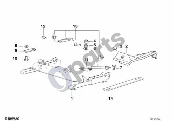 BMW 3 E36 priekinės sėdynės bėgelis (E36 316G) – schema