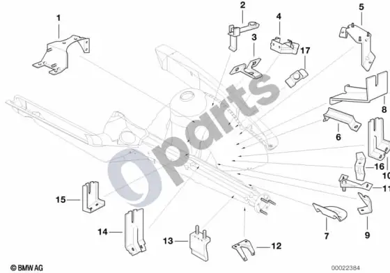 BMW 3 E36 priekinis kėbulo laikiklis, kairys (E36 316G) – schema