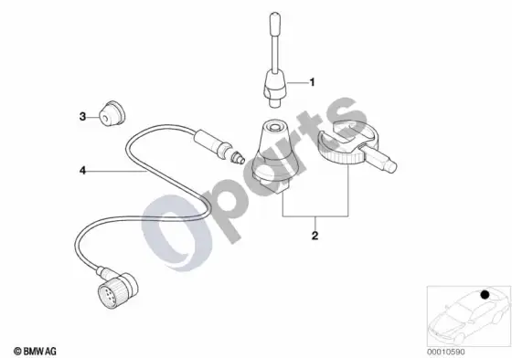 BMW 3 E36 telefono stogo antenos atskiros dalys – schema
