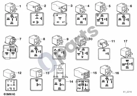 BMW 3 E36 various relays – schema