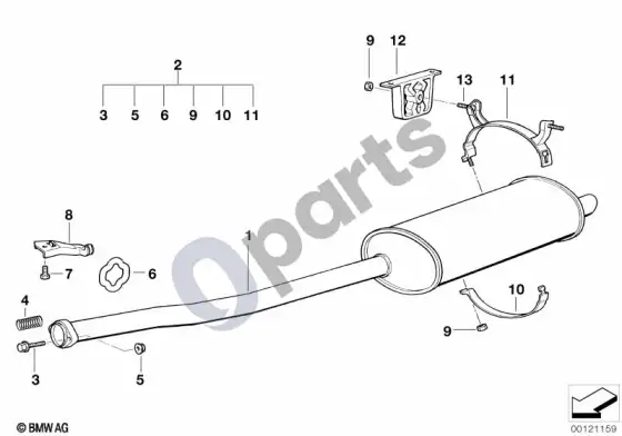 BMW 3 E36 galinis duslintuvas – schema