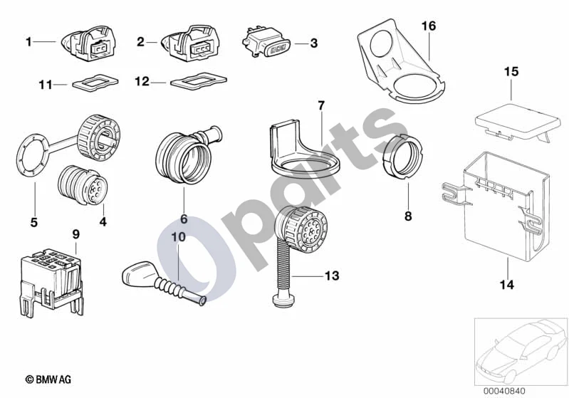 BMW 3 E36 (1991–2000) Elektros instaliacijos jungtys (E36 316I, E36 318I, E36 318IM43, E36 316IM40, E36 316IM43, E36 316I1.6, E36 316G) schema – pozicija 05: Diagnostikos jungties dangtelis