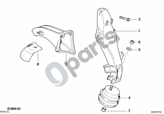 BMW 3 E36 variklio pakaba / slopintuvas – schema
