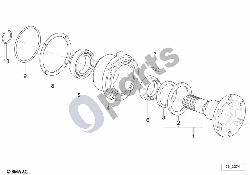 BMW 3 E36 (1991–2000) Varomosios jungės pakaba/tarpiklis (E36 316I, E36 318ISM42, E36 318ISM44, E36 320IM50, E36 320IM52, E36 318I, E36 318IM43, E36 316IM40, E36 316IM43, E36 318TDS, E36 316I1.6, E36 318TIM42, E36 318TIM44, E36 316G, E36 316I1.9) schema – pozicija 03: Apsauginė nuo dulkių plokštė, maža