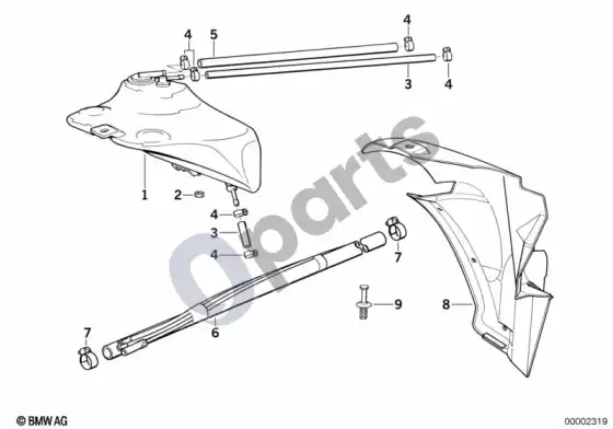 BMW 3 E36 išsiplėtimo bakelis / vamzdeliai – schema