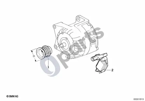 BMW 3 E36 generatorius, atskiros dalys 80A – schema