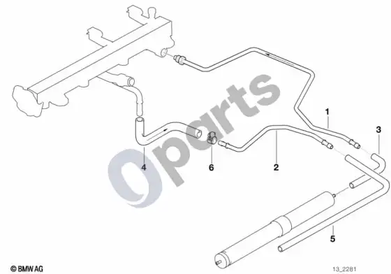 BMW 3 E36 degalų vamzdis; 1995.09 - ... (E36 316i1.9) – schema