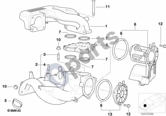 BMW 3 E36 įsiurbimo kolektoriaus sistema (E36 316i1.9) – schema