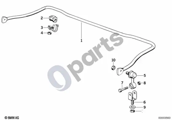 BMW 3 E36 priekinis stabilizatorius (E36 316i1.9) – schema