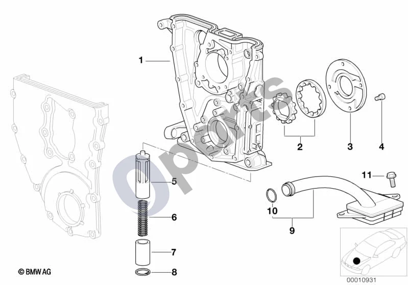 BMW 3 E36 (1991–2000) Tepimo sistema / Alyvos siurblys su pavara (E36 316I1.9) schema – pozicija 09: Įsiurbimo kolektorius