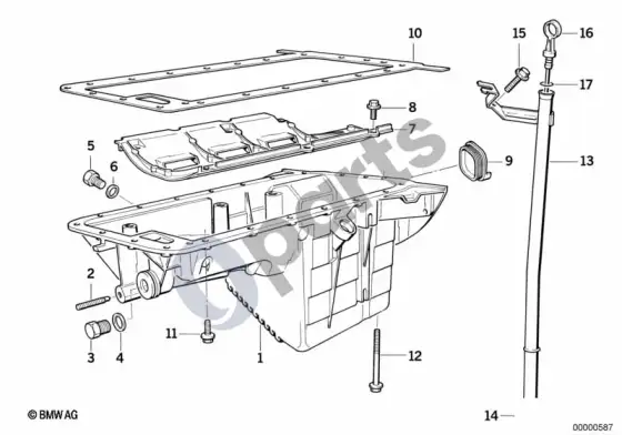 BMW 3 E36 alyvos karteris / alyvos lygio matuoklis (E36 316IM40, E36 318IM40) – schema