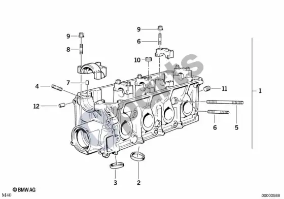 BMW 3 E36 cilindrų galvutė (E36 316IM40, E36 318IM40) – schema