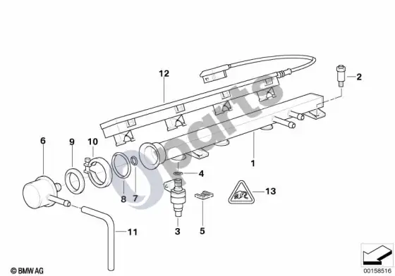 BMW 3 E36 degalų įpurškimo sistema / purkštukas (E36 316IM40, E36 318IM40) – schema