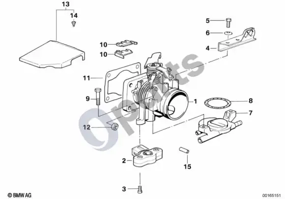 BMW 3 E36 droselio korpuso mazgas (E36 316IM40, E36 318IM40) – schema